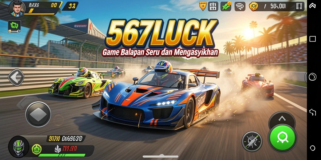 Gameplay seru balapan di 567LUCK dengan kendaraan cepat.