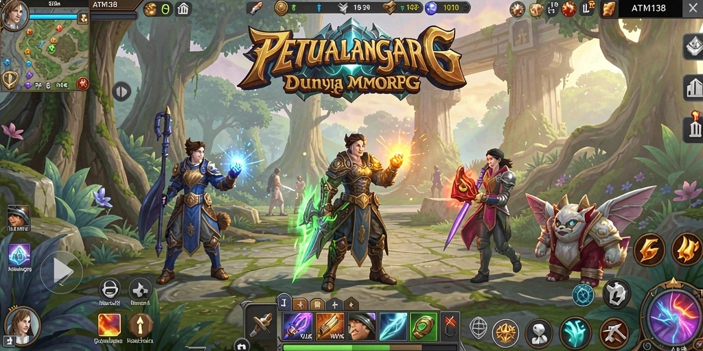 Screenshot gameplay menunjukkan pertempuran seru dalam dunia MMORPG.