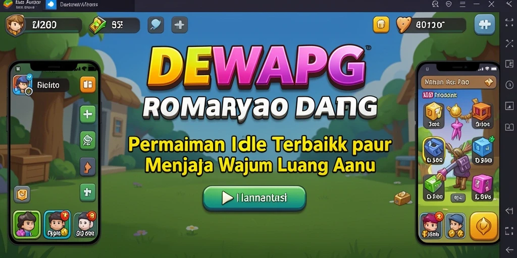 Tampilan gameplay DEWAPG dengan karakter mengumpulkan sumber daya.