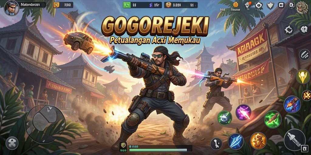 Tampilan utama gameplay GOGOREJEKI yang mendebarkan dan penuh aksi.