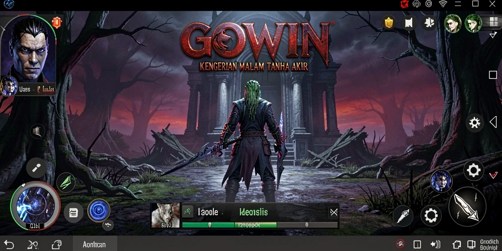 Screenshot gameplay GOWIN dengan suasana mencekam dan menakutkan.