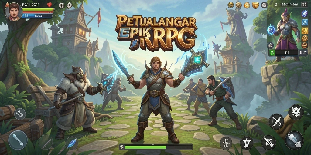 Tampilan gameplay epik dalam dunia RPG yang menyenangkan.