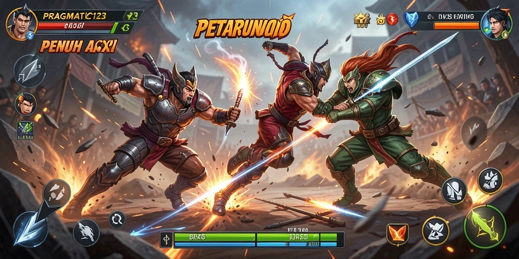 Tangkapan layar menunjukkan pertarungan epik dalam PRAGMATIC123 dengan karakter-legenda.