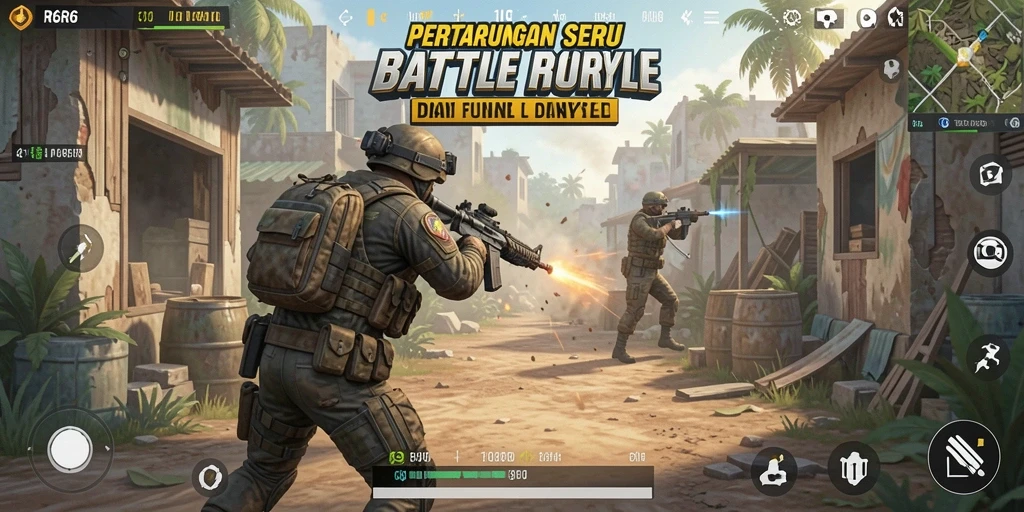 Screenshot R6R6 menampilkan momen intens dalam pertempuran Battle Royale.