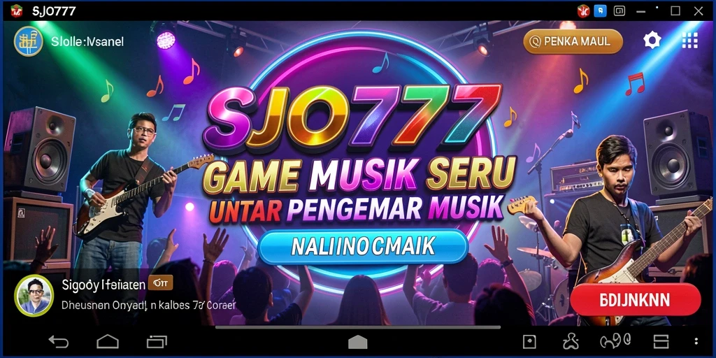 Tampilan gameplay SJO777 yang penuh warna dan musik.