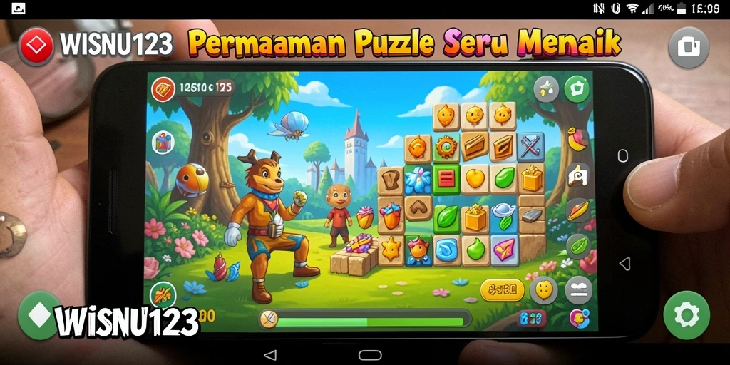 Screenshot gameplay WISNU123 memperlihatkan suasana permainan Puzzle yang penuh tantangan.